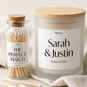 Personalized Engagement Candle & Match Set Engagement Gift: Custom Wedding Keepsake