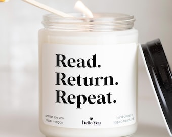 Book Lover Gift Read Return Repeat Candle Reading Fan Bookworm Gift Booktok Funny Candle Library Lover Gift Reader Gift