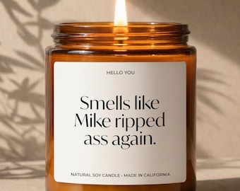 CUSTOM Fart Name Candle Funny Candles Smells like candle - Scented Soy Candle