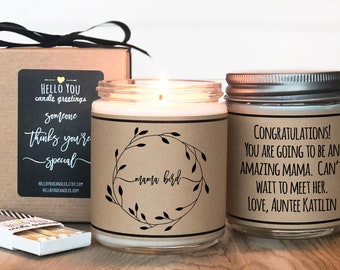 Mama Bird Personalized Candle Gift - Baby Shower Gift - Personalized New Mom Gift | Personalized Gift For Mom | Gift for her | Pregnancy
