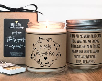 So Sorry For Your Loss Personalized Candle Gift - Scented Soy Candle | Condolence Gift | Sympathy Gift | Grief Gift | Mourning Gift