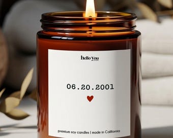 Personalized 25th Wedding Anniversary Gift, Custom Date Candle, 25 Years Married Keepsake