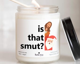 Book Lover Gift Peeping Jesus is that smut Candle Peeping Santa Reading Fan Bookworm Gift Booktok Funny Candle Reader Gift