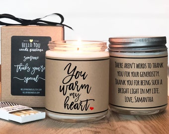 You Warm My Heart Soy Candle Gift - Soy Candle | Scented Candle | Personalized Candle | Thank You Gift | Appreciation Gift | Gratitude Gift