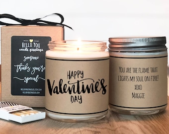 Happy Valentine's Day Soy Candle Gift - Scented Candle - Valentine's Day Candle | Valentine's Day Card | Boy Friend Gift | Girl Friend Gift