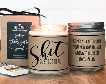 Shit Just Got Real Candle Gift - Engagement Gift | Pregnancy Gift | Graduation Gift | Promotion Gift | Shit Just Got Real Card