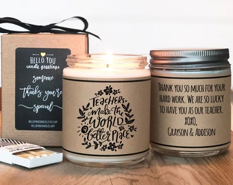 Teacher Gift Candle | Teacher Appreciation Gift | Teacher Aide Gift | Professor Gift | Mentor Gift | Teachers Make the World A Better Place