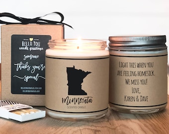 Minnesota Scented Candle - Homesick Gift | Feeling Homesick | State Scented Candle | Moving Gift | College Student Gift | State Candles