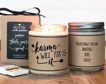 Karma Will Fix It Candle Greeting - Cheer Up Gift | Divorce Gift | Break Up Gift | Well Wishes Gift | Think of you card | Inspiration Gift