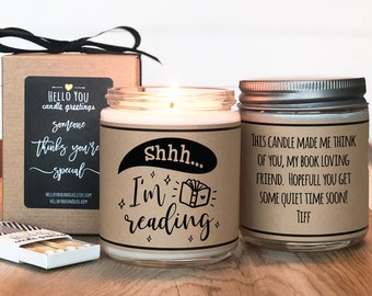 Shhhh I'm Reading Soy Candle Gift - Scented Candle - Book Lovers Gift | Book Scented Candle | Friend Gift | Reading Gift | Book Candle