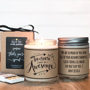 Go Forth and be Awesome Candle Greeting - Graduation Gift | Travel Gift | Adventure Gift | New Endeavor Gift | Inspiration Gift