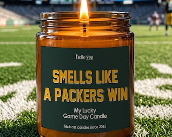 Green Bay Packers Win Soy Candle: Green Bay Football Gift, Game Day Decor