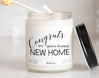 Congrats on your Happy New Home Candle Gift - Housewarming Gift | Relocation Gift | Moving Gift | New Home Gift | Hostess Gift | Soy Candle