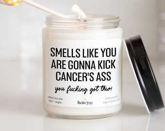 Cancer Support Gifts, Gifts for Cancer Patient, Kick Cancer's Ass Candle Gift, Cancer Gift for Her, Cancer Gift for Him, Cancer Warrior Gift