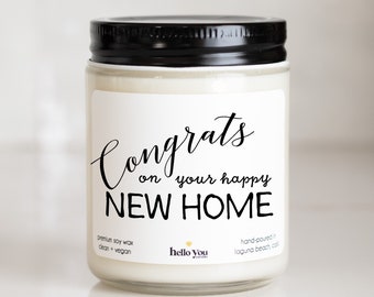 Congrats on your Happy New Home Candle Gift - Scented Soy Candle Greeting - Housewarming Gift | Moving Gift | New Home Gift | Hostess Gift