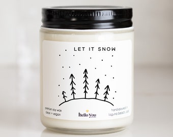 Christmas Candles Personalized Christmas Gifts Holiday Candles Teacher Christmas Gifts Neighbor Christmas Gifts Let it Snow Candle