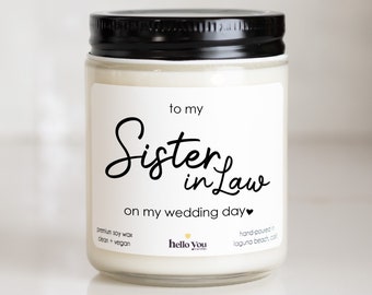 Personalized Gifts for Sister In-Law on Wedding Day Gifts Candle for Day of Wedding Gifts for In-Laws Personalized Candles Gifts