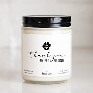 Pet Sitter Gift: Personalized Soy Candle, Thank You Gift