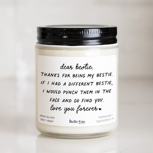 Dear Bestie Gifts For Bestie Friendship Gifts Funny Best Friend Candle Birthday Gifts for Her Best Friend Candle Bestie Candles