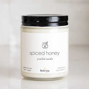 Spiced Honey Scented Soy Candle: Handmade Candle Gift