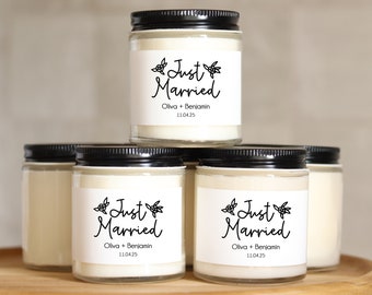 Personalized Wedding Favors, Wedding Favor Candles, Just Married Wedding Favor Candles, Unique Wedding Favors, Wedding Favor Ideas