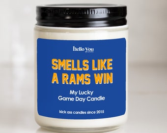 Football gift | Gifts for Him | Smells Like a Rams Win Candle | Los Angeles Rams Gift NFL Gift Candle | Game Day Decor Sports Candle