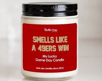 Football gift | Gifts for Him | Smells Like a 49ers Win Candle | San Francisco 49ers Gift NFL Gift Candle | Game Day Decor Sports Candle