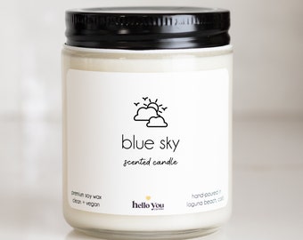 Blue Sky Scented Candle | Candle Gift | Unique Scented Candle | Scented Soy Candle | Fresh Scented Candle | Personalized Candle