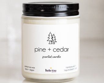 Pine Needles + Cedar Scented Candle | Scented Soy Candle | Pine Tree Candle | Christmas Candle | Personalized Candle | Candle Gift