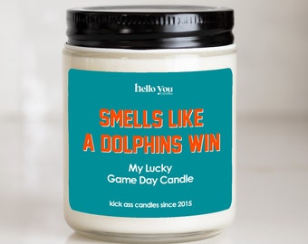 Football gift | Gifts for Him | Smells Like a Dolphins Win Candle | Miami Dolphins Gift NFL Gift Candle | Game Day Decor Sports Candle