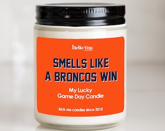 Football gift | Gifts for Him | Smells Like a Broncos Win Candle | Denver Broncos Gift NFL Gift Candle | Game Day Decor Sports Candle