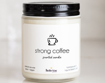 Strong Coffee Scented Candle | Scented Soy Candle | Coffee Candle | Candle Handmade | Personalized Candle | Candle Gift