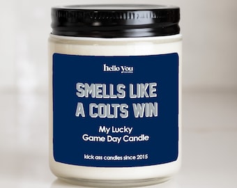 Football gift | Gifts for Him | Smells Like a Colts Win Candle | Indianapolis Colts Gift NFL Gift Candle | Game Day Decor Sports Candle