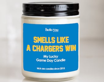 Football gift | Gifts for Him | Smells Like a Chargers Win Candle | Los Angeles Chargers Gift NFL Gift Candle | Game Day Decor Sports Candle
