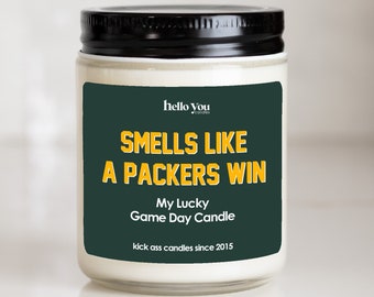 Football gift | Gifts for Him | Smells Like a Packers Win Candle | Green Bay Packers Gift NFL Gift Candle | Game Day Decor Sports Candle