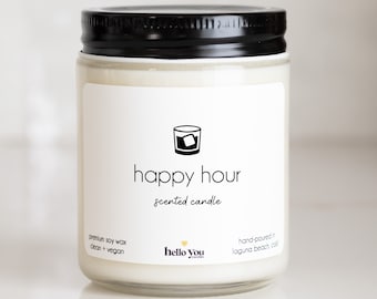 Happy Hour Scented Candle | Bourbon Candle | Fall Scented Candle | Whiskey Candle | Personalized Candle | Candle Gift