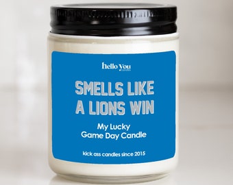 Football gift | Gifts for Him | Smells Like a Lions Win Candle | Detroit Lions Gift NFL Gift Candle | Game Day Decor Sports Candle