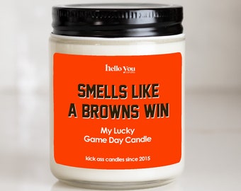 Football gift | Gifts for Him | Smells Like a Browns Win Candle | Cleveland Browns Gift NFL Gift Candle | Game Day Decor Sports Candle