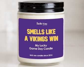 Football gift | Gifts for Him | Smells Like a Vikings Win Candle | Minnesota Vikings Gift NFL Gift Candle | Game Day Decor Sports Candle