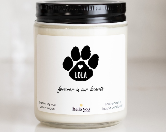 Featured listing image: Forever in our Hearts Soy Candle | Loss of Pet Gift | Loss of Dog Gift | Loss of Cat Gift | Pet Memorial Gift | Send a Gift | Pet Passing