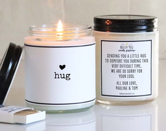 Send a Hug Candle | Sorry For Your Loss Gift | Personalized Soy Candle | Condolence Gift | Sympathy Gift | Grief Gift | Mourning Gift