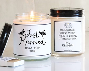 Just Married Wedding Gift Candle - Personalized Wedding Gift | Unique Wedding Gift | Wedding Gift for Couple | Wedding Gift Ideas