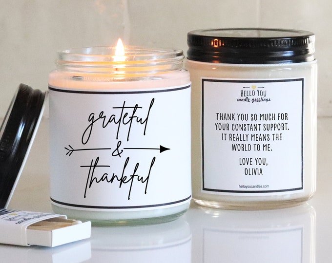 Featured listing image: Grateful and Thankful Candle Gift - Thank You Gift | Appreciation Gift | Teacher Appreciation Gift | Candle Gift | Thanksgiving Candle