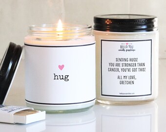 Send A Little Hug Candle | Cancer Awareness Month Gift | Fighting Cancer Gift | Breast Cancer Support Gift | Cancer Support Gift