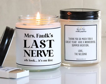 Teacher Gift - Teacher's Last Nerve Personalized Candle | Personalized Gift For Teacher | Thank You Gift For Teacher | Teacher Appreciation