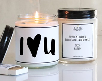 I Heart U Candle Greeting - I Love You Gift | Thinking of you Gift | Boyfriend Gift | Valentine's Day Gift | Husband Gift