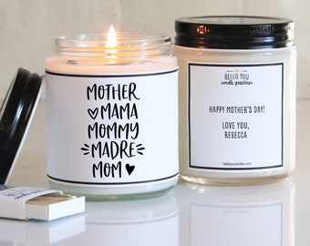 Mother Mama Mommy Madre Mom Soy Candle | Gift For Mom | Mother's Day Gift | Personalized Gift for Mom | Mom to be gift | New Mom Gift