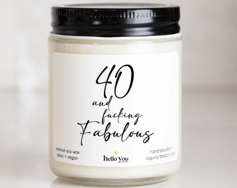 40th Birthday Gift Candle | Best Friend Birthday Gift | Funny Birthday Gift | 40 and Fabulous | Sister Birthday Gift Milestone Birthday Gift