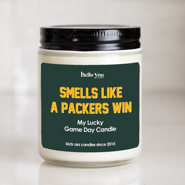 Football gift | Gifts for Him | Smells Like a Packers Win Candle | Green Bay Packers Gift NFL Gift Candle | Game Day Decor Sports Candle