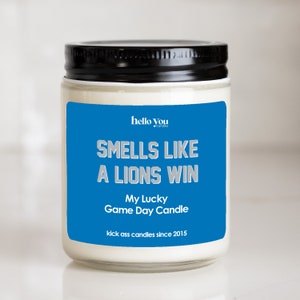Lions Win Scented Candle: Detroit Football Gift, Game Day Decor